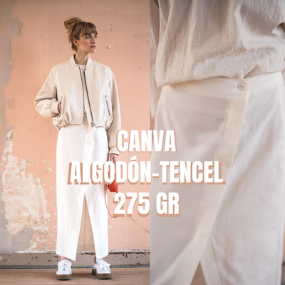 Tela canva algodón-tencel blanco 275 gr