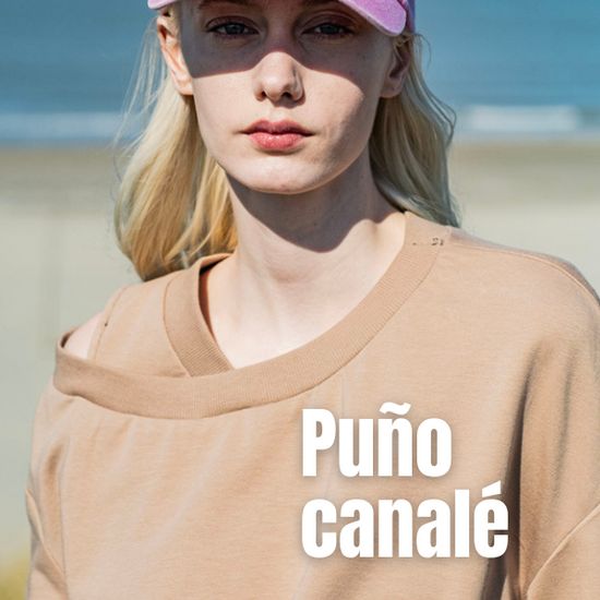 Puño canalé tubular 2x2 taupe natural (100 cm)